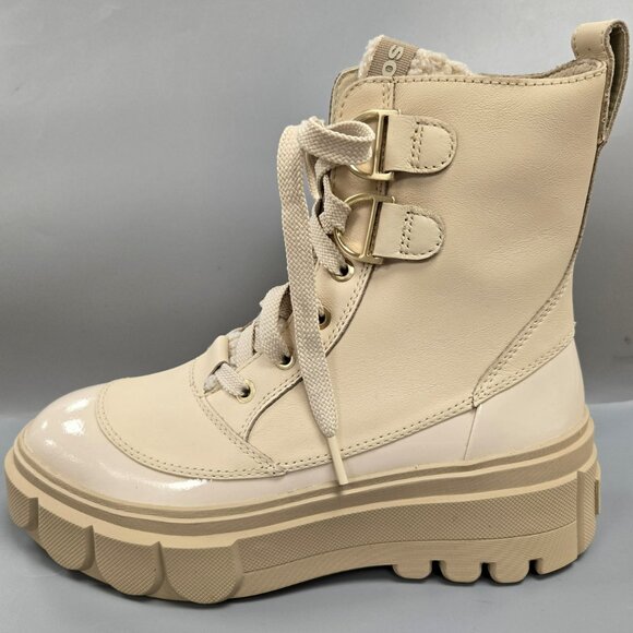 SOREL Caribou X Cozy Lace Up Boot Bleached Ceramic Oatmeal Beige Size 8 - Picture 4 of 15